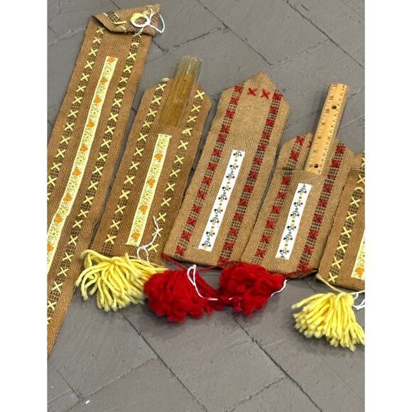 Vintage Hanging Fabric Handmade Yard Stick Ruler Holders Set of 6 - Picture 15 of 16